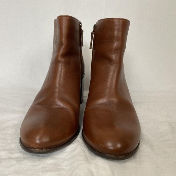 Johnston & Murphy Boots Womens 9 Leather Ankle Booties Chunky Heel Side Zip Boho - Picture 3 of 13